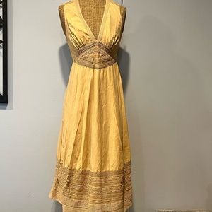 Catherine Malandrino Lace Trim Sleeveless Empire-Waist Midi Dress